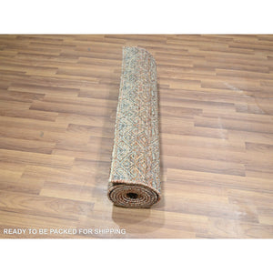 2'7"x10' Summer Fig Red, Kohinoor Herat with Small Geometric Repetitive Diamond Pattern, Tone on Tone, Soft and Shiny Wool, Hand Knotted, Runner, Oriental Rug FWR458460