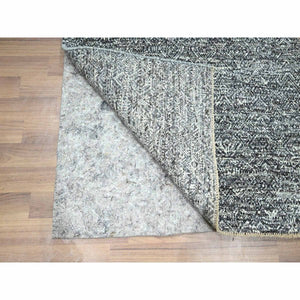 2'7"x9'10" Anchor Gray, Kohinoor Herat Pattern, Small Geometric Repetitive Diamond Design, Soft Wool, Tone On Tone, Hand Knotted, Runner, Oriental Rug FWR458466