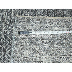 2'7"x9'10" Anchor Gray, Kohinoor Herat Pattern, Small Geometric Repetitive Diamond Design, Soft Wool, Tone On Tone, Hand Knotted, Runner, Oriental Rug FWR458466