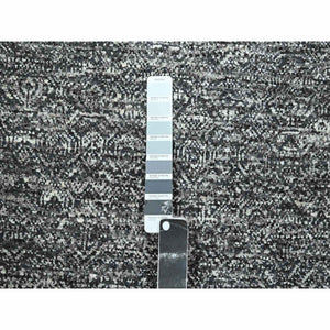 2'7"x9'10" Pebble Gray, Kohinoor Herat with Small Geometric Repetitive Diamond Design, Tone On Tone, Soft Wool, Hand Knotted, Runner, Oriental Rug FWR458472