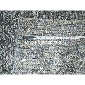 2'7"x9'10" Pebble Gray, Kohinoor Herat with Small Geometric Repetitive Diamond Design, Tone On Tone, Soft Wool, Hand Knotted, Runner, Oriental Rug FWR458472