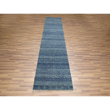 Load image into Gallery viewer, 2&#39;7&quot;x10&#39;2&quot; Yale Blue, Kohinoor Herat Pattern, Small Geometric Repetitive Diamond Design, Soft Wool, Tone On Tone, Hand Knotted, Runner, Oriental Rug FWR458478