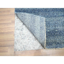 Load image into Gallery viewer, 2&#39;7&quot;x10&#39;2&quot; Yale Blue, Kohinoor Herat Pattern, Small Geometric Repetitive Diamond Design, Soft Wool, Tone On Tone, Hand Knotted, Runner, Oriental Rug FWR458478