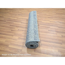 Load image into Gallery viewer, 2&#39;7&quot;x10&#39;2&quot; Yale Blue, Kohinoor Herat Pattern, Small Geometric Repetitive Diamond Design, Soft Wool, Tone On Tone, Hand Knotted, Runner, Oriental Rug FWR458478