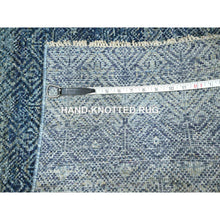 Load image into Gallery viewer, 2&#39;7&quot;x10&#39;2&quot; Yale Blue, Kohinoor Herat Pattern, Small Geometric Repetitive Diamond Design, Soft Wool, Tone On Tone, Hand Knotted, Runner, Oriental Rug FWR458478