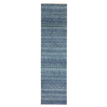 Load image into Gallery viewer, 2&#39;7&quot;x10&#39;2&quot; Imperial Blue, Tone On Tone, Kohinoor Herat with Small Geometric Repetitive Diamond Design, Soft Wool, Hand Knotted, Runner, Oriental Rug FWR458484