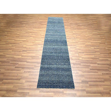 Load image into Gallery viewer, 2&#39;7&quot;x10&#39;2&quot; Imperial Blue, Tone On Tone, Kohinoor Herat with Small Geometric Repetitive Diamond Design, Soft Wool, Hand Knotted, Runner, Oriental Rug FWR458484