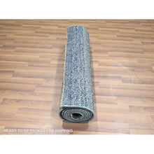 Load image into Gallery viewer, 2&#39;7&quot;x10&#39;2&quot; Imperial Blue, Tone On Tone, Kohinoor Herat With Small Geometric Repetitive Diamond Design, Soft Wool, Hand Knotted, Runner, Oriental Rug FWR458484