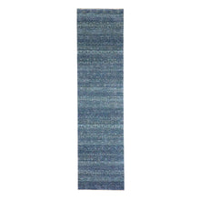 Load image into Gallery viewer, 2&#39;7&quot;x10&#39;2&quot; Aegean Blue, Kohinoor Herat with Small Geometric Repetitive Diamond Pattern, Soft Wool, Tone On Tone, Hand Knotted, Runner, Oriental Rug FWR458490