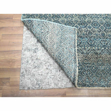 Load image into Gallery viewer, 3&#39;1&quot;x9&#39;9&quot; Storm Blue, Kohinoor Herat Pattern, Small Geometric Repetitive Diamond Design, Soft Wool, Tone On Tone, Hand Knotted, Runner, Oriental Rug FWR458508