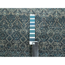 Load image into Gallery viewer, 3&#39;1&quot;x9&#39;9&quot; Storm Blue, Kohinoor Herat Pattern, Small Geometric Repetitive Diamond Design, Soft Wool, Tone On Tone, Hand Knotted, Runner, Oriental Rug FWR458508