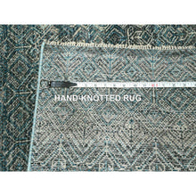 Load image into Gallery viewer, 3&#39;1&quot;x9&#39;9&quot; Storm Blue, Kohinoor Herat Pattern, Small Geometric Repetitive Diamond Design, Soft Wool, Tone On Tone, Hand Knotted, Runner, Oriental Rug FWR458508