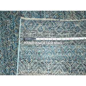3'x9'9" Light Blue Angora Oushak Leaf Design Natural Dyes, Afghan Wool Hand Knotted Runner Oriental Rug FWR431340