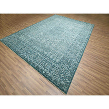 Load image into Gallery viewer, 9&#39;x12&#39;1&quot; Teal, Pre Historic 14th Century Influence Mamluk Design, Natural Dyes, Hand Knotted, Pure Wool, Oriental Rug FWR458520