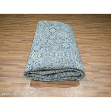 Load image into Gallery viewer, 9&#39;2&quot;x12&#39;5&quot; Denim Blue, Mamluk Design, Pre Historic 14th Century Influence, Hand Knotted, Pure Wool, Natural Dyes, Oriental Rug FWR458532