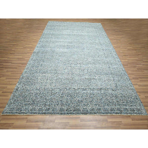 9'1"x12'2" Stone Blue, Mamluk Design, Pre Historic 14th Century Influence, Natural Dyes, Hand Knotted, Pure Wool, Oriental Rug FWR458538