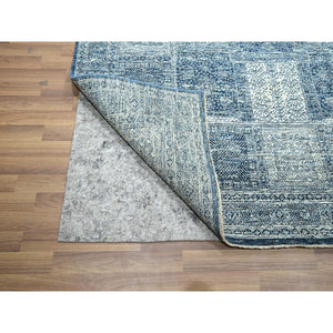 8'1"x10'2" Aegean Blue, Garden Design, Agra, Hand Knotted, 100% Wool, Oriental Rug FWR458544