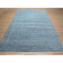 Load image into Gallery viewer, 8&#39;x10&#39;1&quot; Imperial Blue, Intricate Garden Pattern, Agra, Tone on Tone, Dense Weave, Hand Knotted, Pure Wool, Oriental Rug FWR458550