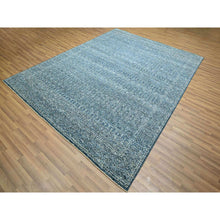 Load image into Gallery viewer, 8&#39;x10&#39;1&quot; Imperial Blue, Intricate Garden Pattern, Agra, Tone on Tone, Dense Weave, Hand Knotted, Pure Wool, Oriental Rug FWR458550