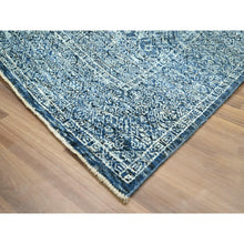 Load image into Gallery viewer, 8&#39;x10&#39;1&quot; Imperial Blue, Intricate Garden Pattern, Agra, Tone on Tone, Dense Weave, Hand Knotted, Pure Wool, Oriental Rug FWR458550