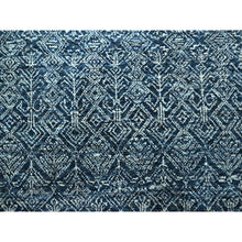 Load image into Gallery viewer, 8&#39;x10&#39;1&quot; Imperial Blue, Intricate Garden Pattern, Agra, Tone on Tone, Dense Weave, Hand Knotted, Pure Wool, Oriental Rug FWR458550
