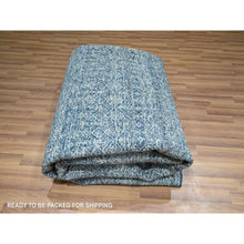 Load image into Gallery viewer, 8&#39;x10&#39;1&quot; Imperial Blue, Intricate Garden Pattern, Agra, Tone On Tone, Dense Weave, Hand Knotted, Pure Wool, Oriental Rug FWR458550