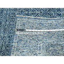 Load image into Gallery viewer, 8&#39;x10&#39;1&quot; Imperial Blue, Intricate Garden Pattern, Agra, Tone on Tone, Dense Weave, Hand Knotted, Pure Wool, Oriental Rug FWR458550