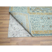 Load image into Gallery viewer, 9&#39;1&quot;x12&#39;2&quot; Stone Blue with Gold, Mamluk Design, Pre Historic 14th Century Influence, Natural Dyes, 100% Wool, Hand Knotted, Oriental Rug FWR458568