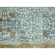 Load image into Gallery viewer, 9&#39;1&quot;x12&#39;2&quot; Stone Blue With Gold, Mamluk Design, Pre Historic 14th Century Influence, Natural Dyes, 100% Wool, Hand Knotted, Oriental Rug FWR458568
