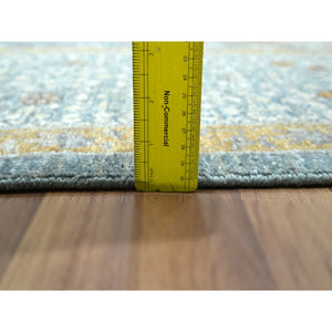 9'1"x12'2" Stone Blue with Gold, Mamluk Design, Pre Historic 14th Century Influence, Natural Dyes, 100% Wool, Hand Knotted, Oriental Rug FWR458568