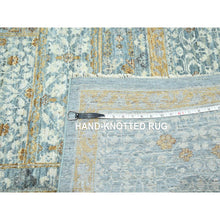 Load image into Gallery viewer, 9&#39;1&quot;x12&#39;2&quot; Stone Blue with Gold, Mamluk Design, Pre Historic 14th Century Influence, Natural Dyes, 100% Wool, Hand Knotted, Oriental Rug FWR458568