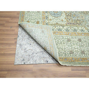 8'2"x10'4" Pistachio Green, Mamluk Design, Pre Historic 14th Century Influence, Natural Dyes, 100% Wool, Hand Knotted, Oriental Rug FWR458574