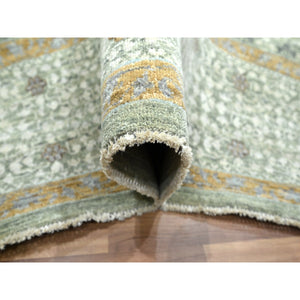 8'2"x10'4" Pistachio Green, Mamluk Design, Pre Historic 14th Century Influence, Natural Dyes, 100% Wool, Hand Knotted, Oriental Rug FWR458574