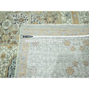 8'2"x10'4" Pistachio Green, Mamluk Design, Pre Historic 14th Century Influence, Natural Dyes, 100% Wool, Hand Knotted, Oriental Rug FWR458574