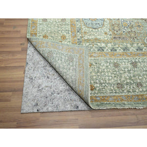 8'2"x10'1" Sage Green, Mamluk Design, Pre Historic 14th Century Influence, Natural Dyes, Hand Knotted, Pure Wool, Oriental Rug FWR458580