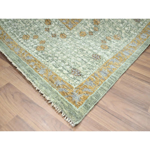 8'2"x10'1" Sage Green, Mamluk Design, Pre Historic 14th Century Influence, Natural Dyes, Hand Knotted, Pure Wool, Oriental Rug FWR458580