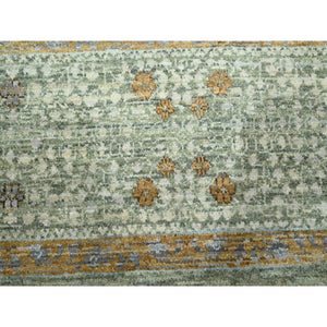 8'2"x10'1" Sage Green, Mamluk Design, Pre Historic 14th Century Influence, Natural Dyes, Hand Knotted, Pure Wool, Oriental Rug FWR458580