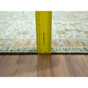8'2"x10'1" Sage Green, Mamluk Design, Pre Historic 14th Century Influence, Natural Dyes, Hand Knotted, Pure Wool, Oriental Rug FWR458580