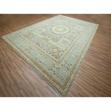 Load image into Gallery viewer, 10&#39;x14&#39;1&quot; Mint Green, Pre Historic 14th Century Influence, Mamluk Design, Natural Dyes, 100% Wool, Hand Knotted, Oriental Rug FWR458586