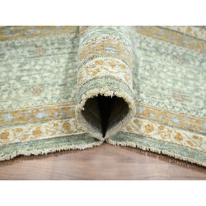10'x14'1" Mint Green, Pre Historic 14th Century Influence, Mamluk Design, Natural Dyes, 100% Wool, Hand Knotted, Oriental Rug FWR458586