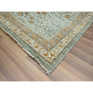 10'x14'1" Mint Green, Pre Historic 14th Century Influence, Mamluk Design, Natural Dyes, 100% Wool, Hand Knotted, Oriental Rug FWR458586