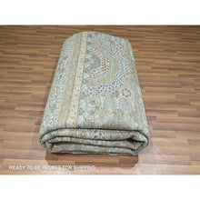 Load image into Gallery viewer, 10&#39;x14&#39;1&quot; Mint Green, Pre Historic 14th Century Influence, Mamluk Design, Natural Dyes, 100% Wool, Hand Knotted, Oriental Rug FWR458586