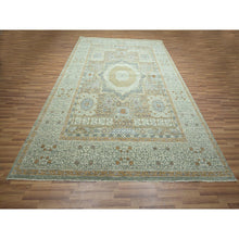 Load image into Gallery viewer, 9&#39;x12&#39;1&quot; Pistachio Green, Mamluk Design, Pre Historic 14th Century Influence, Natural Dyes, Pure Wool, Hand Knotted, Oriental Rug FWR458592