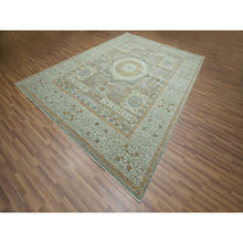 Load image into Gallery viewer, 9&#39;x12&#39;1&quot; Pistachio Green, Mamluk Design, Pre Historic 14th Century Influence, Natural Dyes, Pure Wool, Hand Knotted, Oriental Rug FWR458592