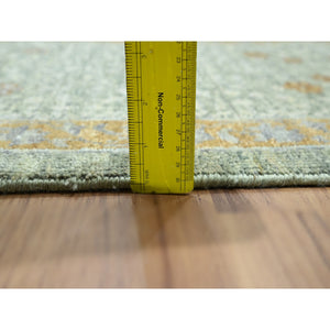 9'x12'1" Pistachio Green, Mamluk Design, Pre Historic 14th Century Influence, Natural Dyes, Pure Wool, Hand Knotted, Oriental Rug FWR458592