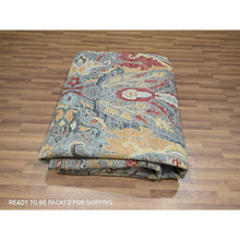 Load image into Gallery viewer, 8&#39;x10&#39; Neutral Gray, Bijar Garus Design with Pastel Colors, Thick and Plush, Hand Knotted, Pure Wool, Oriental Rug FWR458598