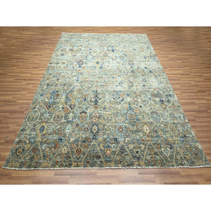 8'x9'10" Nevada Gray, Persian Garden Pattern, Hand Knotted, Pure Wool, Densely Woven, Oriental Rug FWR458604