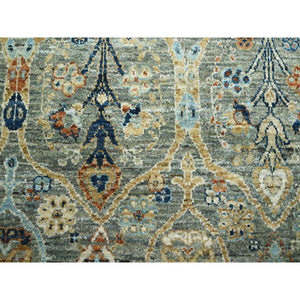 8'x9'10" Nevada Gray, Persian Garden Pattern, Hand Knotted, Pure Wool, Densely Woven, Oriental Rug FWR458604