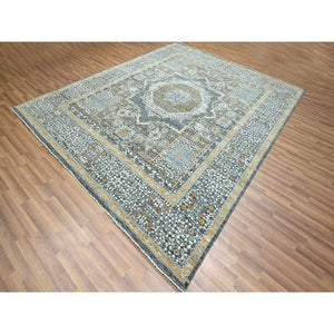 8'3"x10'1" Charcoal Gray, Mamluk Design, Pre Historic 14th Century Influence, Natural Dyes, 100% Wool, Hand Knotted, Oriental Rug FWR458610