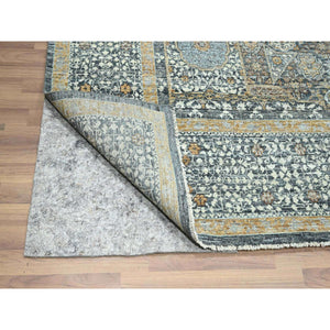 8'3"x10'1" Charcoal Gray, Mamluk Design, Pre Historic 14th Century Influence, Natural Dyes, 100% Wool, Hand Knotted, Oriental Rug FWR458610